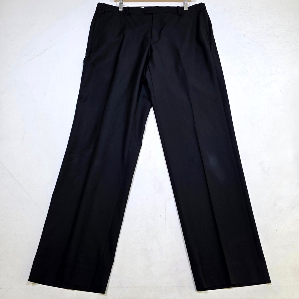 Zanella Devon Dress Pants Mens 38 Black Super 120s Wool Made in Italy 111839